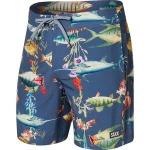 SAXX BETAWAVE 2N1 BOARDIE 7”
 17 INCHBOARDSHORTMulticolor Fish Print Swim Trunks